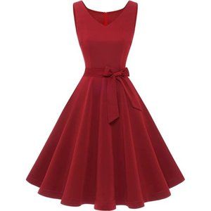 Dress for Women 1950s Retro Rockabilly Vintage Prom Party Dress with Belt